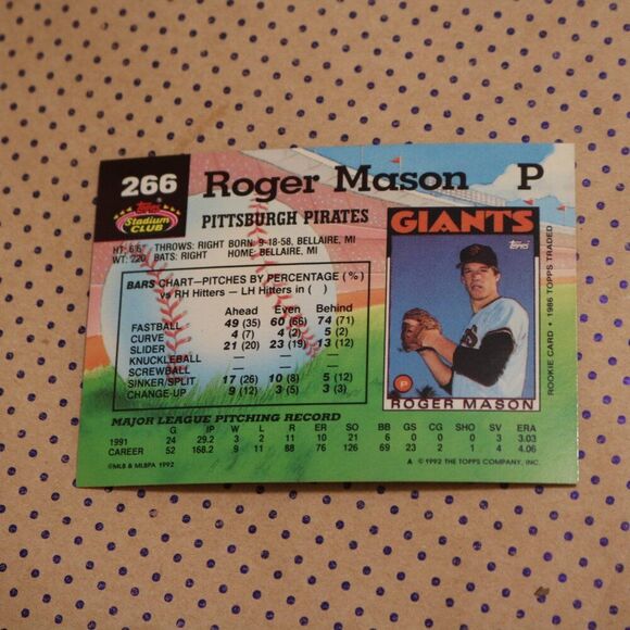 Roger Mason #266 Baseball Card - Picture 2 of 2